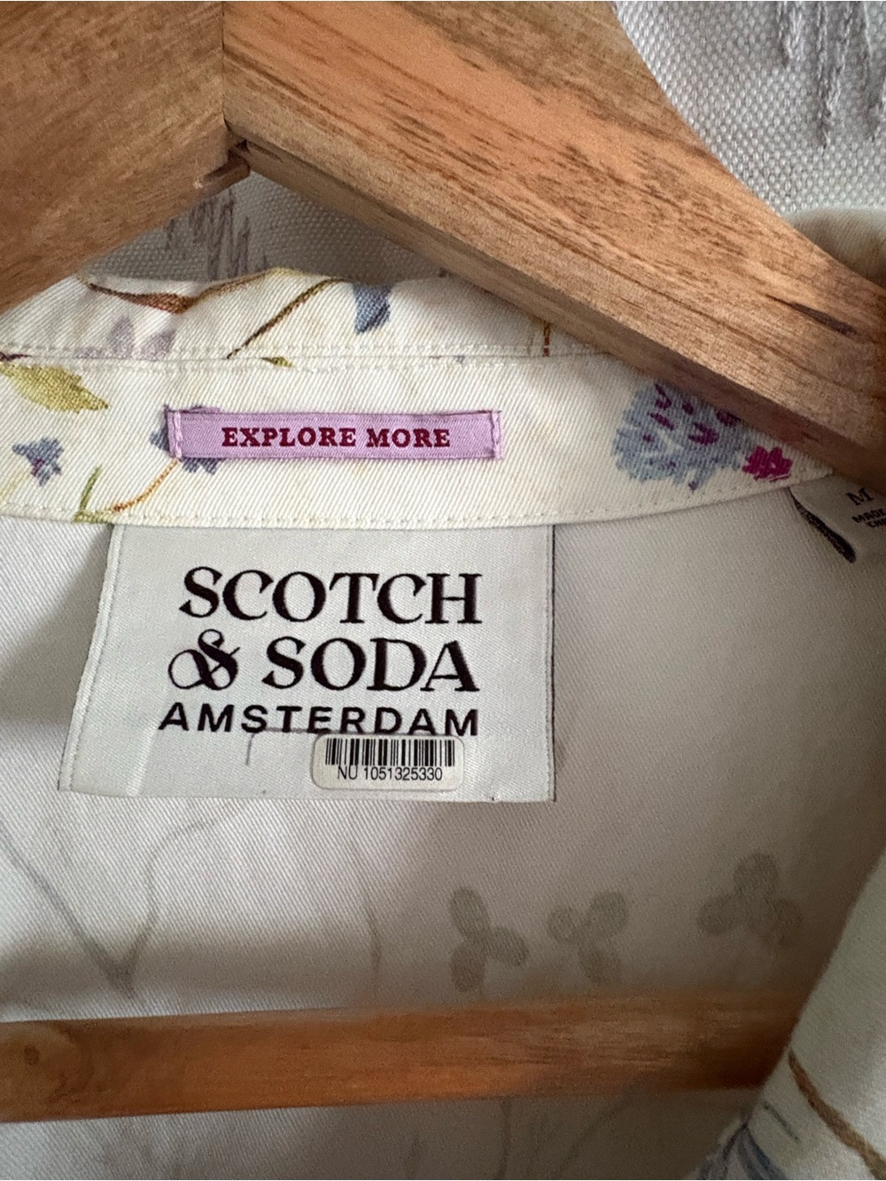 Scotch & Soda Cream Shirt with Soft Blue and Pink Accents - Picture 2 of 3